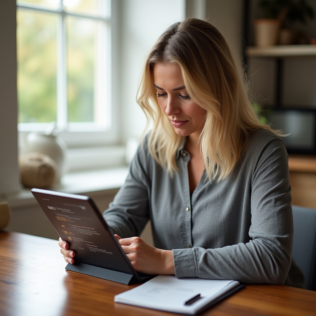 Gestione delle recensioni online su tablet con interfaccia di piattaforma di prenotazione